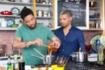 Jake helps Jussie prep his Grilled Chicken Wings with Pineapple-Ginger Teriyaki Sauce, as seen on Cooking Channel's What's Cooking With The Smollets, Season 1.